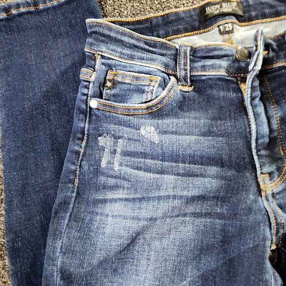 Judy Blue Womens Jeans 1/25 Blue Denim Slim Fit Distressed Dark Wash Designer - Picture 7 of 16